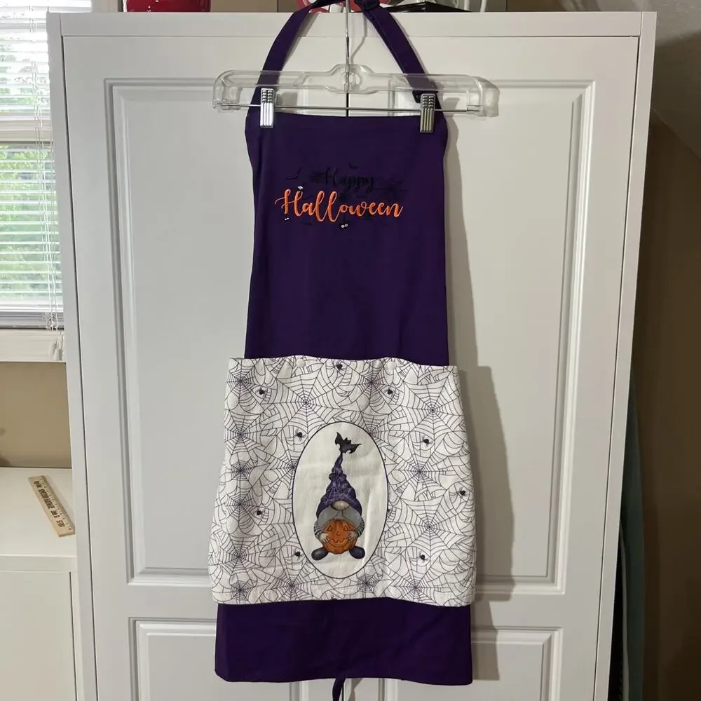 Custom Made Kitchen Apron With Embroidery & Removable Towel Washable Halloween